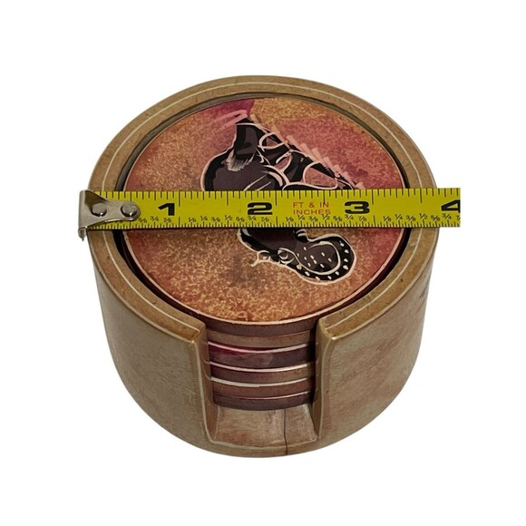 Safari Animal Soapstone Coaster Set | 6pc Hand Carved + Holder | Boho Vintage - Picture 11 of 12